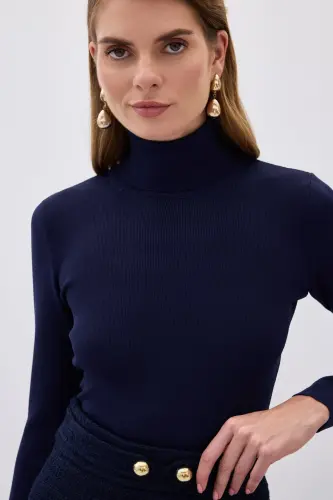 Fisherman's Ribbed Sweater - NAVY-NAVY - 6
