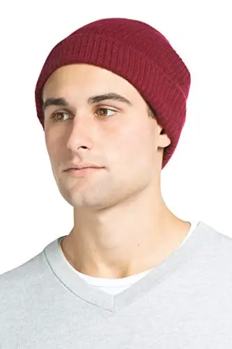 Fishers Finery Men's 100% Pure Cashmere Ribbed Cuffed Hat; Ultra Plush - 1