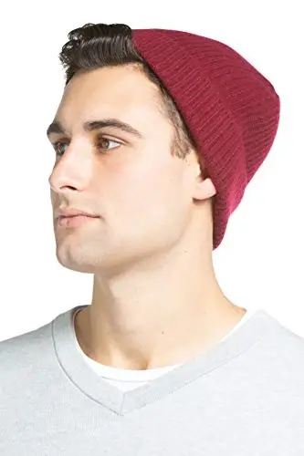 Fishers Finery Men's 100% Pure Cashmere Ribbed Cuffed Hat; Ultra Plush - 2