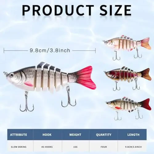 Fishing Lure Kit Topwater Bass Lures Fishing Lures Slow Sinking Swimming Lures Multi Jointed Swimbait Lifelike Hard Bait Trout Perch - 2