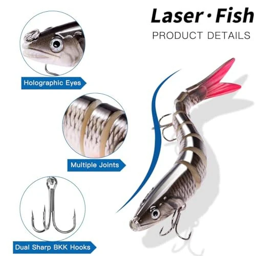 Fishing Lure Kit Topwater Bass Lures Fishing Lures Slow Sinking Swimming Lures Multi Jointed Swimbait Lifelike Hard Bait Trout Perch - 3