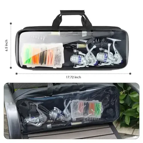 Fishing Pole Set Fishing Rod and Reel Combo,2PCS 1.9M/2.1M Collapsible Fishing Rod Set with 2 PCS Spinning Reels 2 Set of Lures Baits and a Carrier Bag,Prefect for Fishing Travel - 7