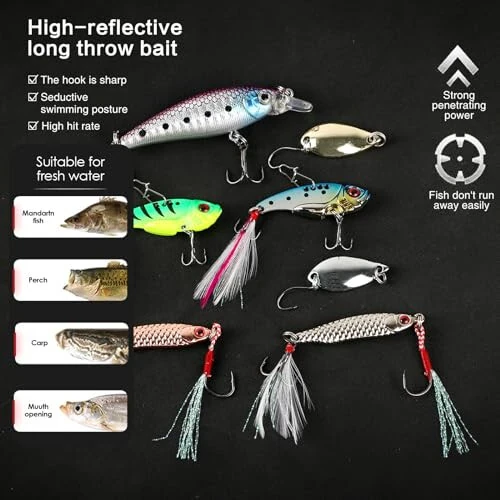 Fishing Rod and Reel Combo, 2PCS 2.1M/6.89FT Collapsible Fishing Rod Set with 2PCS Spinning Reels 2 Set of Lures Baits 2PCS 100m Lines and a Carrier Bag,Fishing Pole Kit for Saltwater Freshwater - 3