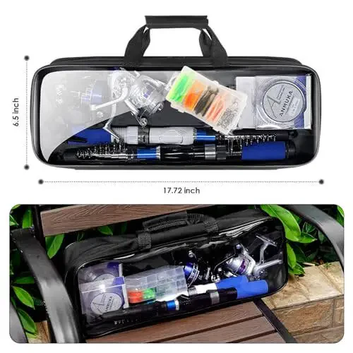 Fishing Rod and Reel Combo, 2PCS 2.1M/6.89FT Collapsible Fishing Rod Set with 2PCS Spinning Reels 2 Set of Lures Baits 2PCS 100m Lines and a Carrier Bag,Fishing Pole Kit for Saltwater Freshwater - 8