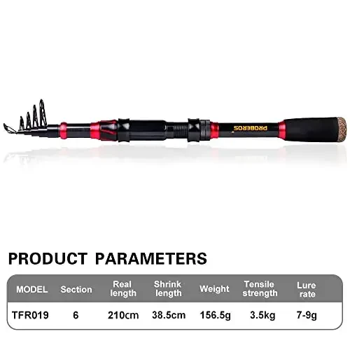 Fishing Rod and Reel Combo, 6.9ft Carbon Fiber Telescopic Fishing Pole with Spinning/Baitcasting Reel Combos, Sea Saltwater Freshwater Ice Bass Fishing Tackle Set Fishing Rods Kit - 2