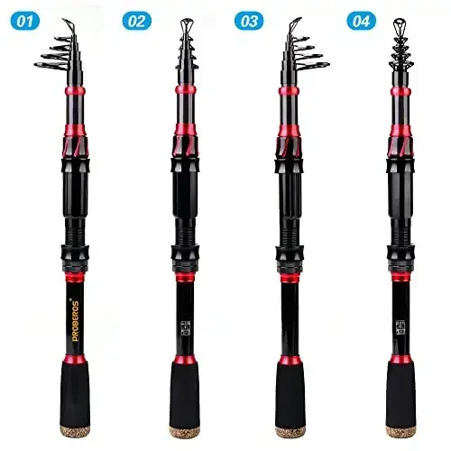 Fishing Rod and Reel Combo, 6.9ft Carbon Fiber Telescopic Fishing Pole with Spinning/Baitcasting Reel Combos, Sea Saltwater Freshwater Ice Bass Fishing Tackle Set Fishing Rods Kit - 7