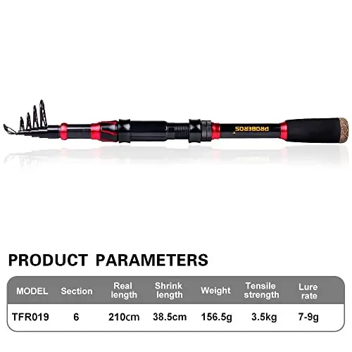 Fishing Rod and Reel Combo, 6.9ft Carbon Fiber Telescopic Fishing Pole with Spinning/Baitcasting Reel Combos, Sea Saltwater Freshwater Ice Bass Fishing Tackle Set Fishing Rods Kit - PROBEROS (1)