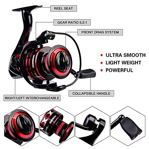 Fishing Rod and Reel Combo, 6.9ft uglerod tolali teleskopik baliq ovlash qarmoqchasi Spinning/Baitcasting g'altak kombinatlari bilan, dengiz sho'r suv chuchuk suv muzli bass baliq ovlash anjomlari to'plami baliq ovlash qarmoqlari to'plami - 5