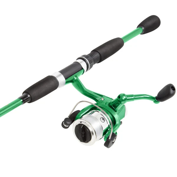 Fishing Rod and Reel Combo Spinning Reel Fishing Gear for Bass and Trout Fishing. Great for Kids Green - Swarm Series by Wakeman - 4
