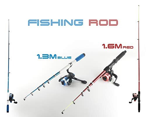 Fishing Rod and Reel Combos Collapsible Fishing Rod Kit, 2PCS Telescopic Fishing Pole Full Kit, 1.3M&1.6M/2PCS 1.7M/2.1M Fishing Rods+2PCS Spinning Reels+Lures Hooks+Fishing Bag+other Fishing Accessories Fishing Full Kit for Kids or Youth - 10