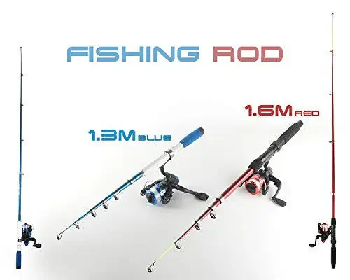 Fishing Rod and Reel Combos Collapsible Fishing Rod Kit, 2PCS Telescopic Fishing Pole Full Kit, 1.3M&1.6M/2PCS 1.7M/2.1M Fishing Rods+2PCS Spinning Reels+Lures Hooks+Fishing Bag+other Fishing Accessories Fishing Full Kit for Kids or Youth - 10