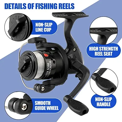 Fishing Rod Reel Combos Collapsible Fishing Rod Kit, 2PCS Telescopic Fishing Pole+2PCS Spinning Reels+Lures Hooks+Tackle Bag+Fishing Accessories Full Combo for Kids Youth - HIKARY (1)