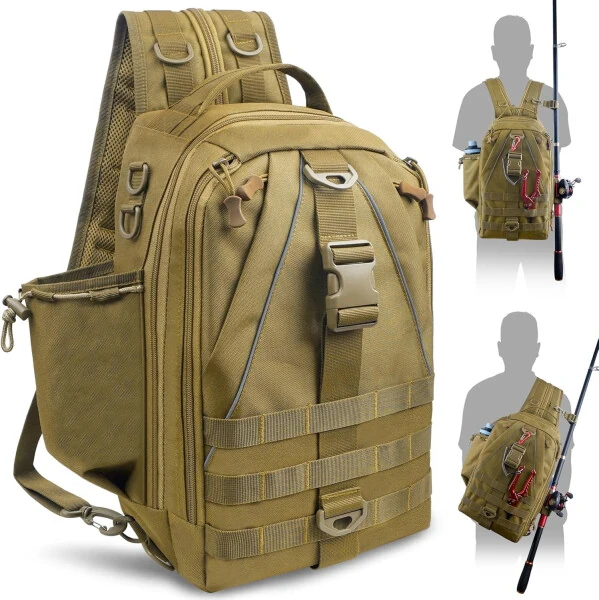 Fishing Tackle Backpack Storage Bag, Fishing Bag with Rod Holder Lightweight Waterproof Fishing Backpack Fishing Shoulder Gear Bag Fishing Gift for Men Women Hiking Hunting Fishing Standard - Modazone