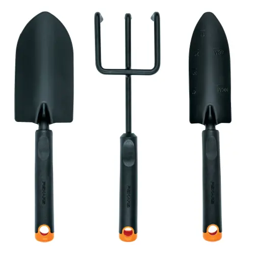 Fiskars 3 Piece Garden Tool Set with Trowel, Transplanter and Hand Cultivator in Black - 8
