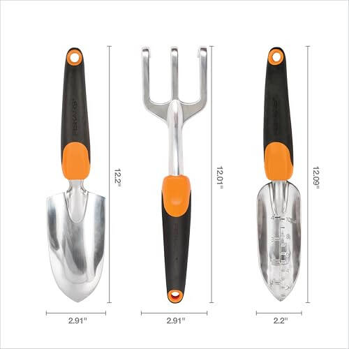 Fiskars 3'ü 1 Arada Bahçe Alet Seti, Kürek, Fide Dikme Aleti ve Kürek İçerir, Açık Hava Bahçeciliği İçin Ergonomik Bahçe Alet Seti - 6