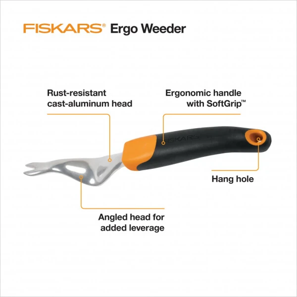 Fiskars Ergo Weeder Garden Tool with Aluminum Head and Ergonomic Handle- - 4