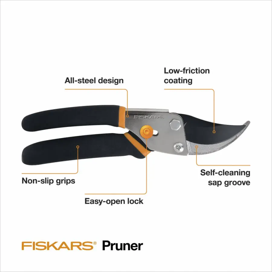 Fiskars Traditional Bypass Pruner, Po'lat pichoq va sirpanmaydigan tutqich, 5/8