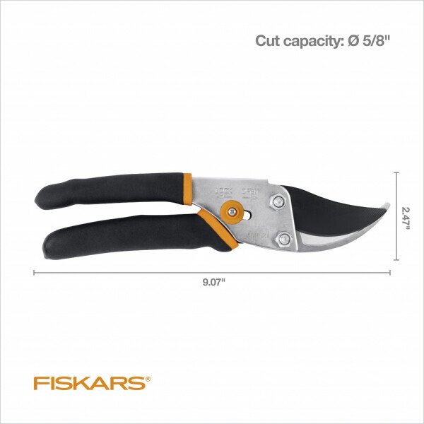 Fiskars Traditional Bypass Pruner, Po'lat pichoq va sirpanmaydigan tutqich, 5/8