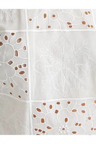 Fisto Bluz Kolsuz Yuvarlak Yaka Arkası Düğme Detaylı - White - 6