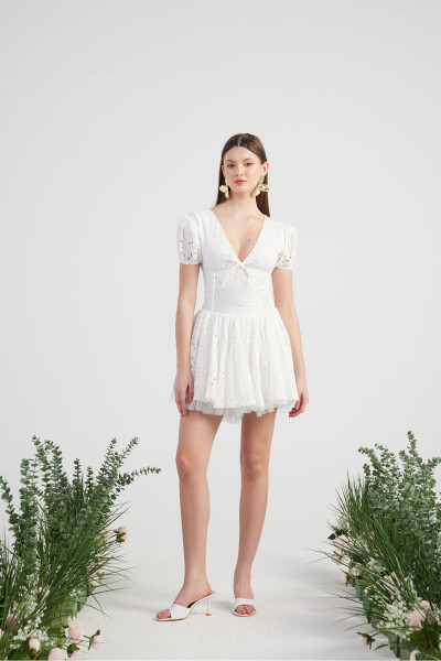 Fistula tutu detalli mini Tina ko'ylak oq - HOLLY LOLLY