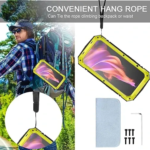fit for iPhone 15 Case 6.1inch Heavy Duty Rugged [Aluminium Stan] Military Grade Metal Rubber [Built in Screen Protector Camera Lens ] Phone Cover (, fit for iPhone 15 6.1'' 2023) Yellow - 5