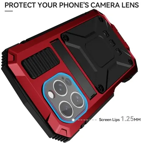 fit for iPhone 16 Pro Case 6.3inch Heavy Duty Rugged [Aluminium Stan] Military Grade Metal Rubber [Built in Screen Protector Camera Lens ] Phone Cover (, fit for iPhone 16 Pro 6.3'' 2024) Red - 6