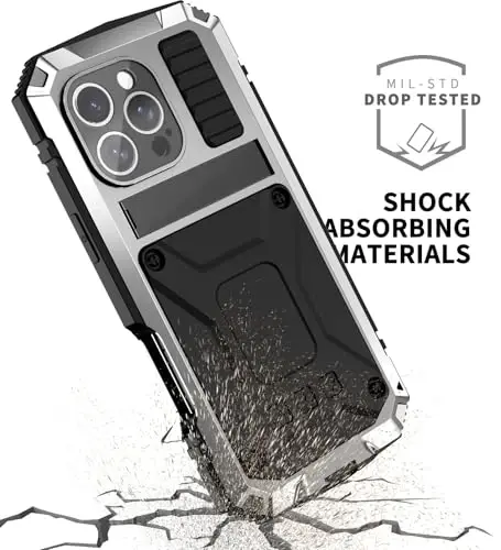 fit for iPhone 16 Pro Case 6.3inch Heavy Duty Rugged [Aluminium Stan] Military Grade Metal Rubber [Built in Screen Protector Camera Lens ] Phone Cover (, fit for iPhone 16 Pro 6.3'' 2024) Silver - 11