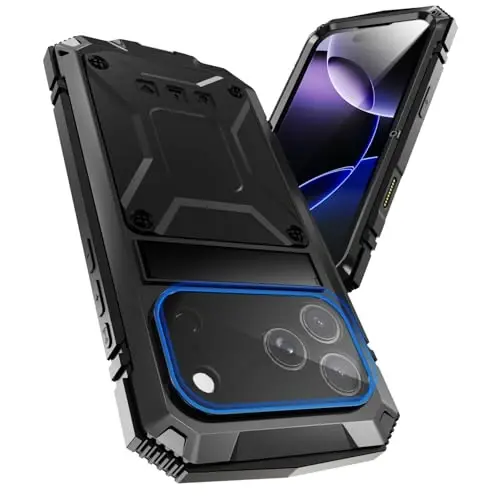 fit for iPhone 17 Pro Case 6.3 inch Heavy Duty Rugged [Aluminium Stan] Military Grade Metal Rubber [Built in Screen Protector Camera Lens ] Phone Cover (, fit for iPhone 17 Pro 6.3'' 2025)Black - 5