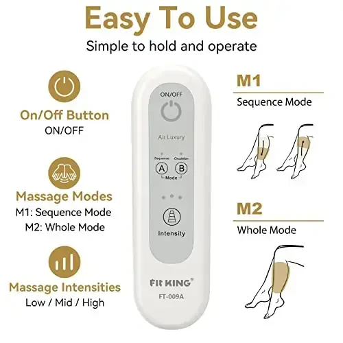 FIT KING Air Compression Leg Massager for Circulation to Relieve Pain, Swelling, Edema, RLS, Ideal Gift for Mom Wife (2 Size Extensions Included) - 4