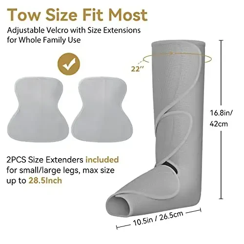 FIT KING Air Compression Leg Massager for Circulation to Relieve Pain, Swelling, Edema, RLS, Ideal Gift for Mom Wife (2 Size Extensions Included) - 6