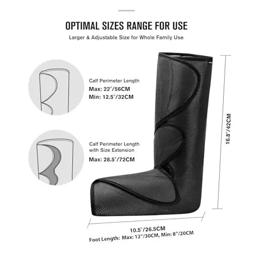 FIT KING Leg Massager for Circulation and Pain Relief, Air Compression Leg and Foot Massager to Relieve Pain Swelling Edema with 2 Size Extensions- Great Gift for Wife Mom and Friend - 6