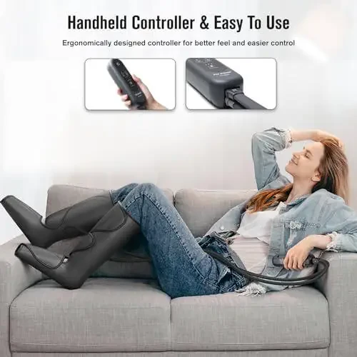FIT KING Leg Air Massager for Circulation and Relaxation Foot and Calf Massage with Handheld Controller 3 Intensities 2 Modes (with 2 Extensions)- FSA HSA Eligible - 3