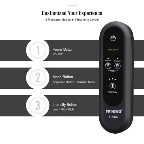 FIT KING Leg Air Massager for Circulation and Relaxation Foot and Calf Massage with Handheld Controller 3 Intensities 2 Modes (with 2 Extensions)- FSA HSA Eligible - 4