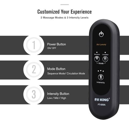 FIT KING Leg Air Massager for Circulation and Relaxation Foot and Calf Massage with Handheld Controller 3 Intensities 2 Modes (with 2 Extensions)- FSA HSA Eligible - 4
