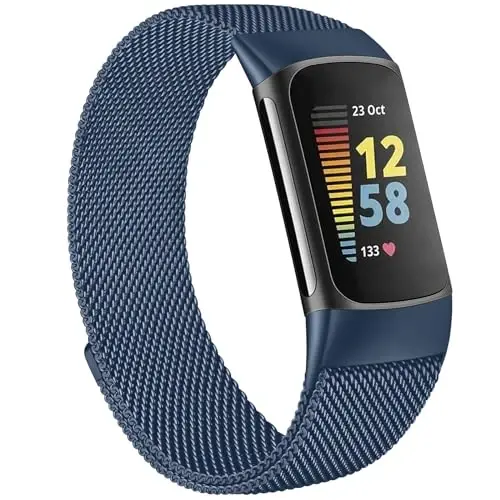 Metal Band for Fitbit Charge 5 Bands for Women Men, Stainless Steel Wristband Mesh Bracelet Replacement Strap for Fitbit Charge 5 