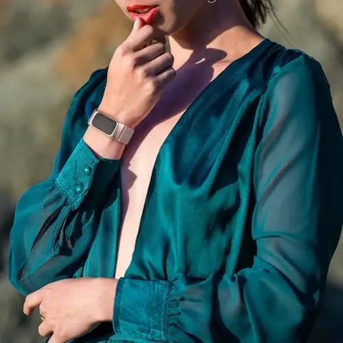 Metal Band for Fitbit Charge 5 Bands for Women Men, Stainless Steel Wristband Mesh Bracelet Replacement Strap for Fitbit Charge 5 - 4