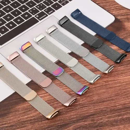 Metal Band for Fitbit Charge 5 Bands for Women Men, Stainless Steel Wristband Mesh Bracelet Replacement Strap for Fitbit Charge 5 - 6