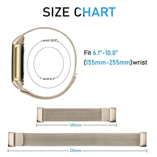 Metal Band for Fitbit Charge 5 Bands for Women Men, Stainless Steel Wristband Mesh Bracelet Replacement Strap for Fitbit Charge 5 - 5