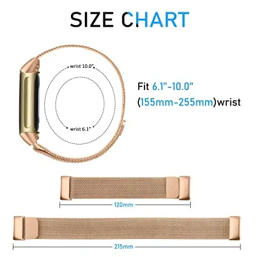 Metal Band for Fitbit Charge 5 Bands for Women Men, Stainless Steel Wristband Mesh Bracelet Replacement Strap for Fitbit Charge 5 - 5