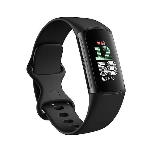 Fitbit Charge 6 Fitness Tracker, Google ilovalari bilan, Mashq Uslunmalarida Yurak Urishi, 6 Oylik Premium A'zolik Kiritilgan, GPS, Sog'liqni saqlash Asboblari va Boshqalar, Obsidyen/Qora, Bir O'lcham (S & L Bandlar Kiritilgan) - 1