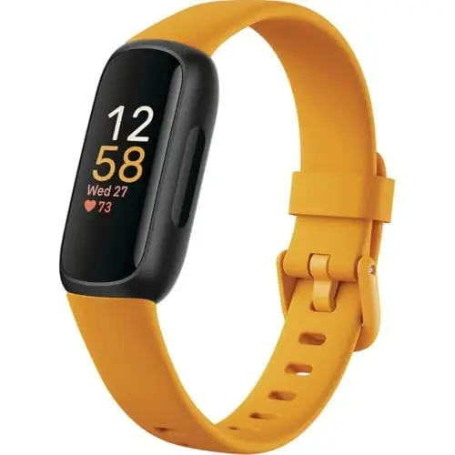 Fitbit Inspire 3 Health &-Fitness-Tracker with Stress Management, Workout Intensity, Sleep Tracking, 24/7 Heart Rate and more, Morning Glow/Black, One Size (S & L Bands Included) - FITBIT