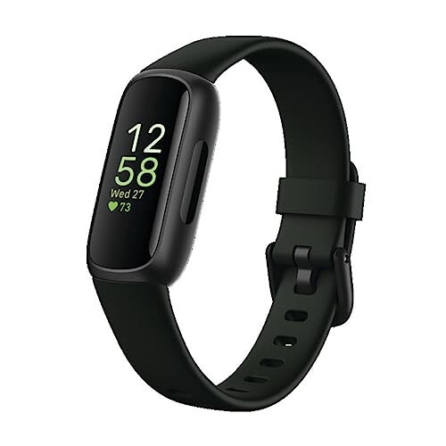 Fitbit Inspire 3 Sog'liqni saqlash va Fitness Tracker, Stress Management, Mashg'ulot intensivligi, Uyqu monitoringi, 24/7 Yurak urish tezligi va boshqalar, Midnight Zen/Black One Size (S & L lentalar kiritilgan) - Fitbit