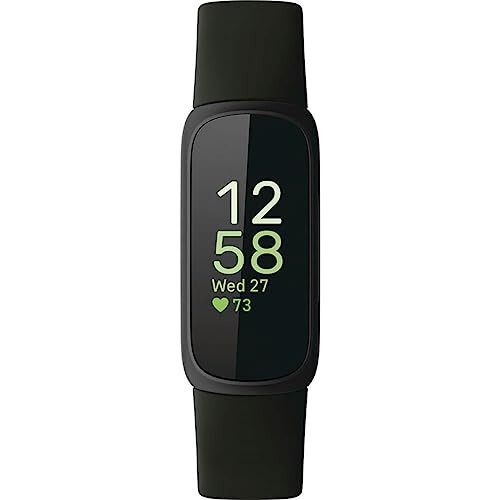 Fitbit Inspire 3 Sog'liqni saqlash va Fitness Tracker, Stress Management, Mashg'ulot intensivligi, Uyqu monitoringi, 24/7 Yurak urish tezligi va boshqalar, Midnight Zen/Black One Size (S & L lentalar kiritilgan) - Fitbit (1)
