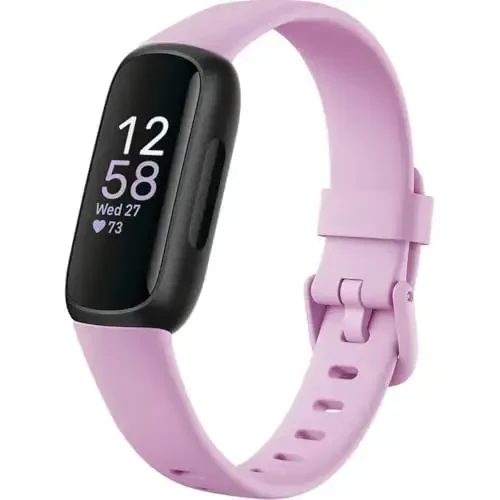 Fitbit Inspire 3 Stressni boshqarish, Mashq intensivligi, Uyquni kuzatish, 24/7 Yurak urishi va boshqalar bilan sog'liq va fitnes trekeri, Lilac Bliss/Qora, Bir o'lcham (S & L tasma ichida) - FITBIT