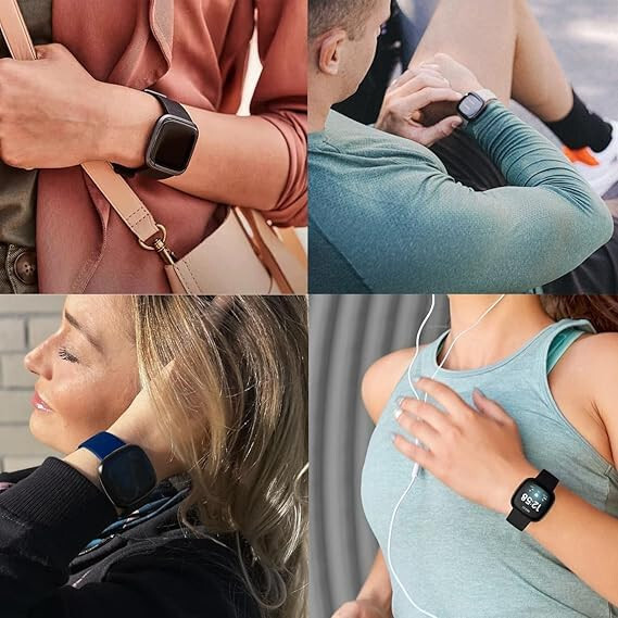 Fitbit Sense/Sense 2 / Versa 3 / Versa 4 bilan mos keladigan 2 ta to'plam, ayollar va erkaklar uchun yumshoq sport almashtiriladigan suv o'tkazmaydigan bilaguzuklar - 7