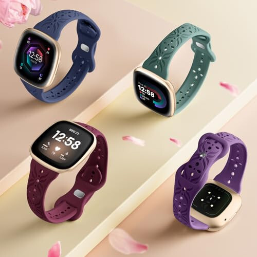 Fitbit Sense/Versa 3/Versa 4/Sense 2 Bilaguchalariga Mos keladigan Maledan Nozik Naqshli Tasmalar, Ayollar va Erkaklar uchun Zamonaviy Bo'shliqlar Nafas Oladigan Bilaguzuk Tasmasi Bilaguzuklar Fitbit Sense/Versa 3/4/Sense 2 Soat Tasmalari - 2