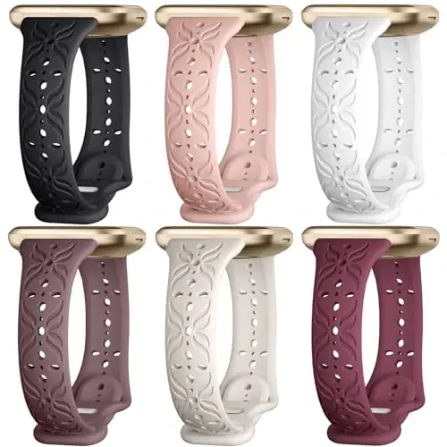 Maledan Slim Pattern Bands Compatible for Fitbit Sense/Versa 3/Versa 4/Sense 2 Bands Women Men, Stylish Hollow-out Breathable Bracelet Strap Wrist Bands for Fitbit Sense/Versa 3/4/Sense 2 Watch Bands - 1