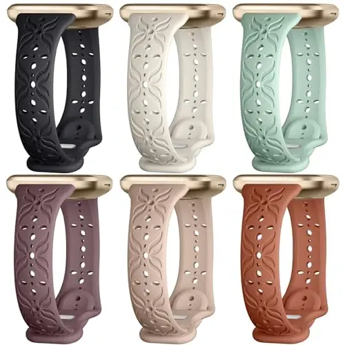 Maledan Slim Pattern Bands Compatible for Fitbit Sense/Versa 3/Versa 4/Sense 2 Bands Women Men, Stylish Hollow-out Breathable Bracelet Strap Wrist Bands for Fitbit Sense/Versa 3/4/Sense 2 Watch Bands - 1