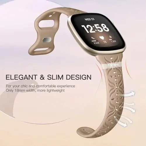 Maledan Slim Pattern Bands Compatible for Fitbit Sense/Versa 3/Versa 4/Sense 2 Bands Women Men, Stylish Hollow-out Breathable Bracelet Strap Wrist Bands for Fitbit Sense/Versa 3/4/Sense 2 Watch Bands - 5