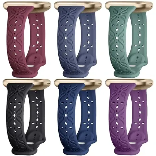 Fitbit Sense/Versa 3/Versa 4/Sense 2 smart soatlari uchun mos keladigan Maledan Slim Pattern tasmalari. Ayollar va erkaklar uchun zamonaviy, teshik ochilgan, nafas oladigan bilaguzuk tasmasi. - 1